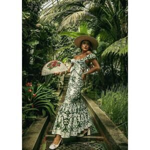 Yojani Boutique Zero In On Sorrento Dress - Emerald Embroidered - S